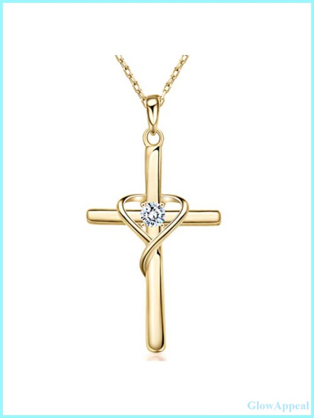 925 Sterling Silver Cross Necklace 14K Gold Plated 5A CZ Birthstone Pendant